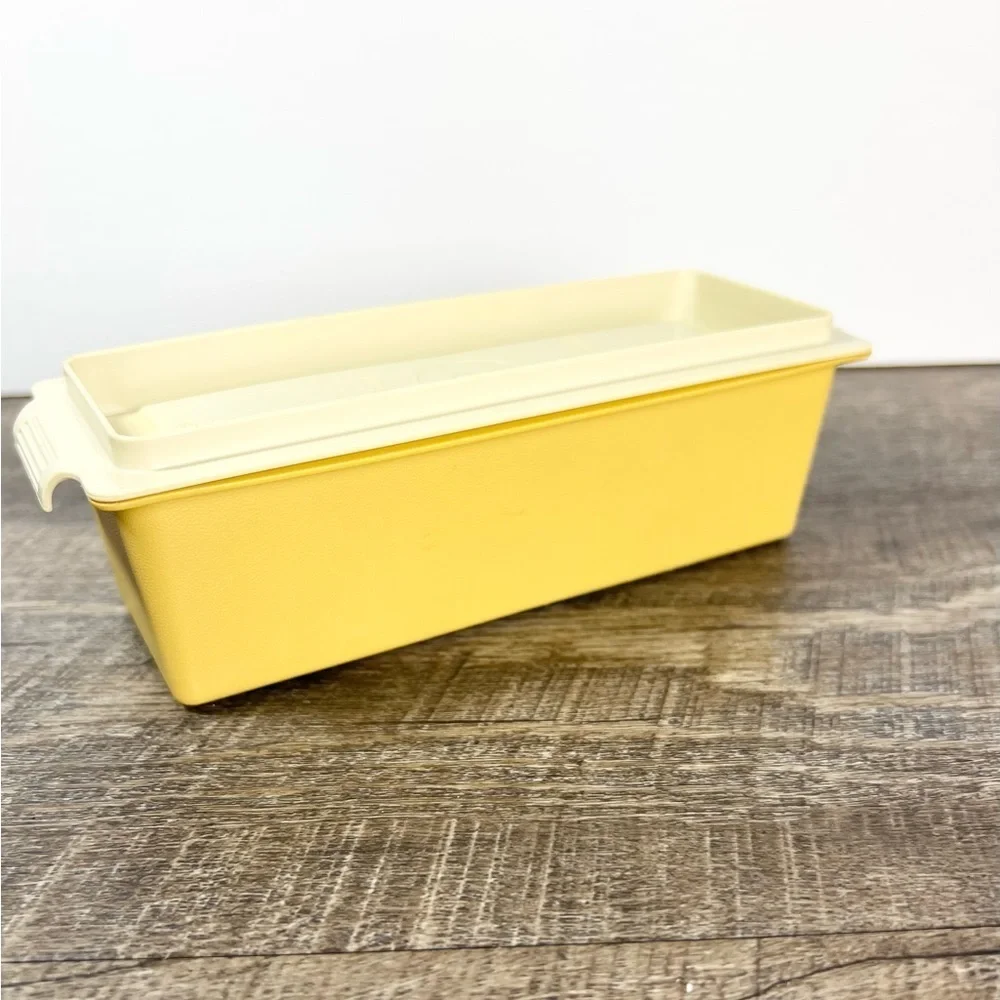 Vintage Tupperware butter dish single stick container harvest gold